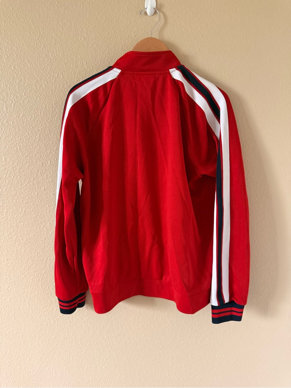 Forever 21 Red Track Bomber Jacket with White & Navy Stripes - Picture 4 of 6